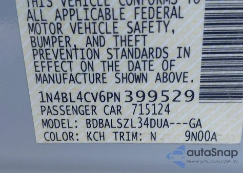 2023 Nissan Altima Sr Fwd from USA, damaged, VIN 1N4BL4CV6PN399529